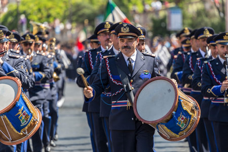 ROME, ITALY - JUNE 2, 2017: Military parade at Italian National Day. Oficers singers. Picture is...