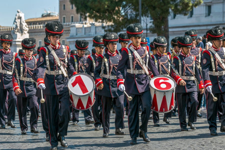 ROME, ITALY - JUNE 2, 2017: Military parade at Italian National Day. Officers singers. Picture is...