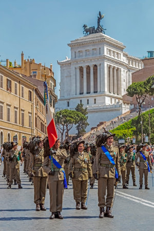 ROME, ITALY - JUNE 2, 2017: Military parade at Italian National Day. Soldiers in formation. Picture...