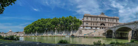 ROME, ITALY-JUNE 1,2017:Panoramic view with Palace of Justice and Corte di Cassazione, courthouse building.Built between 1889 and 1911 by architect Guglielmo Calderini and engineer Gioacchino Luigi Mellucci.のeditorial素材
