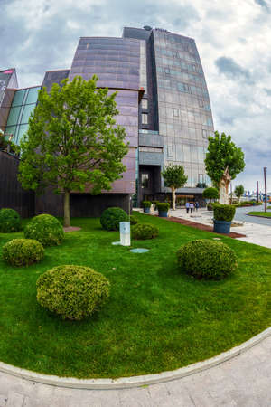 TIMISOARA, ROMANIA - JULY 27, 2017: Office buildings ensemble located in a new business center.のeditorial素材