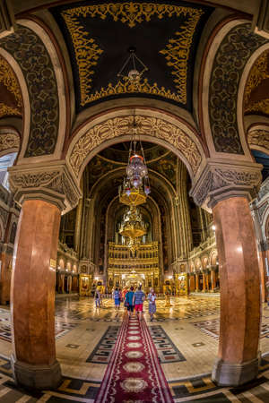 TIMISOARA, ROMANIA - AUGUST 16, 2017: Interior of Timisoara Orthodox Cathedral, the seat of Metropolis of Banat. Construction is dedicated to the Three Holy Hierarchs.のeditorial素材