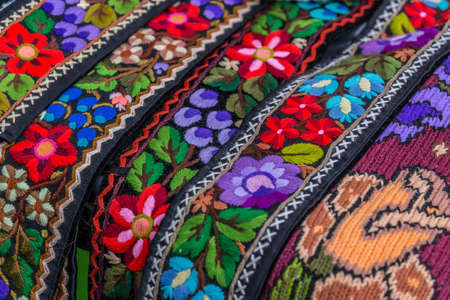 Belt and embroidery for one old traditional Romanian folk costume, specific for Bistrita-Nasaud area, Romania.の写真素材