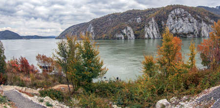 Autumn at the Danube Gorges, the border between Romania and Serbia. View from Romanian part.の写真素材