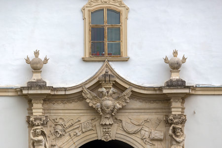 Detail at gate nr.4 for entrance in medieval fortress of Alba Iulia (Carolina),Transylvania,...