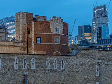 LONDON, UK - NOVEMBER 27, 2017: View at dusk time of the Royal Palace Fortress, the historic castle...