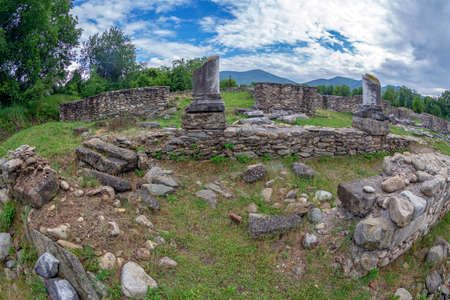Ruins of the Roman Forum of the antique province Dacia Apulensis, Sarmizegetusa, Hateg Country, Romania. It was founded around the years 106 to 110 d.Hr.の写真素材
