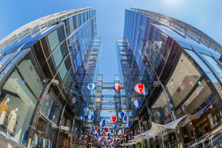 WASHINGTON DC, USA - SEPTEMBER 5, 2018: Skyscrapers decorated with baloons and CityCenterDC, located...