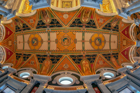 WASHINGTON DC, USA - SEPTEMBER 4, 2018: Interior of Library of Congress in the Great Hall of the...