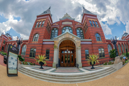 WASHINGTON DC, USA - SEPTEMBER 4, 2018: Victorian facade of the Smithsonian Castle, Arts &...