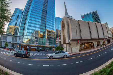 ROSSLYN, WASHINGTON DC, USA - SEPTEMBER 6, 2018: View at morning light of Rosslyn skyscrapers. Rosslyn is the Business Improvement District connected to Washington DC.のeditorial素材