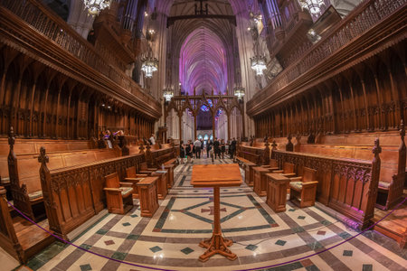 WASHINGTON DC, USA - SEPTEMBER 2, 2018: Interior of the National Cathedral  know as Cathedral Church...