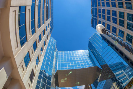 WASHINGTON DC, USA - SEPTEMBER 5, 2018: Wide angle view with modern skyscrapers in City Center DC