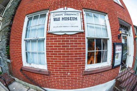 HARPERS FERRY, WEST VIRGINIA, USA-SEPTEMBER 3, 2018: A historic town in Jefferson County at the confluence of the Potomac and Shenandoah rivers.Known for John Brown's raid in 1859.Historic buildings.のeditorial素材