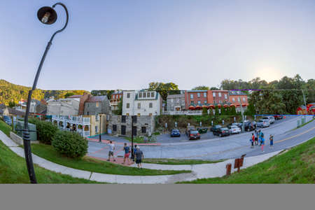 HARPERS FERRY, WEST VIRGINIA, USA-SEPTEMBER 3, 2018: A historic town in Jefferson County at the confluence of the Potomac and Shenandoah rivers.Known for John Brown's raid in 1859.Historic buildings.のeditorial素材