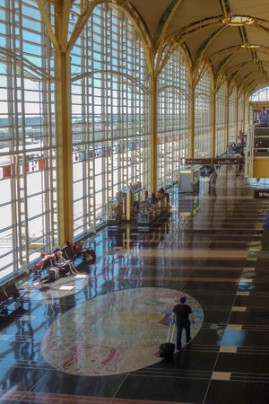 ARLINGTON, USA - SEPTEMBER 6, 2018: Inside Ronald Reagan National Airport that acts as the primary...