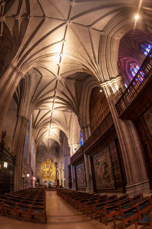 WASHINGTON DC, USA - SEPTEMBER 2, 2018: Interior of the National Cathedral  know as Cathedral Church of Saint Peter and Saint Paul in the Diocese of Washington. Was Built between in 1907 and 1990.のeditorial素材