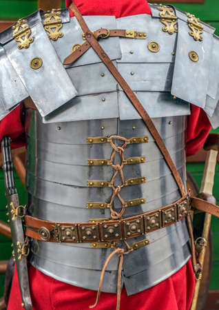 Detail of the ancient costume of a Roman soldier.の写真素材