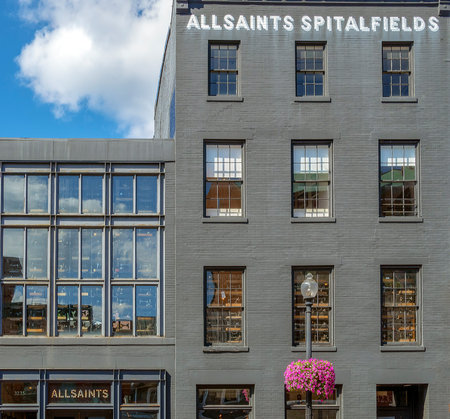 Georgetown, Washington DC, USA - September 2, 2018: Facades of typical buildings in Georgetown, the historical district in Washington DC.のeditorial素材