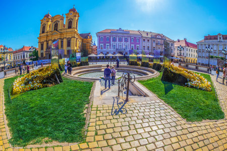 TIMISOARA, ROMANIA - APRIL 20, 2019: Beautiful floral decoration with the name 10.000 smiles in...