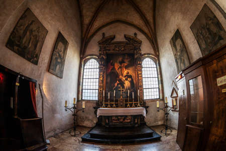 MILAN, ITALY - JUNE 28, 2019: The interior of the church of Santa Maria delle Grazie, also famous for fresco of Leonardo da Vinci, Last Supper.のeditorial素材