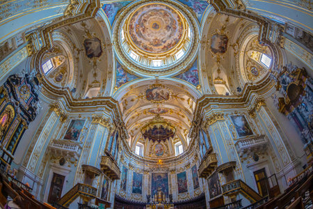 BERGAMO, ITALY - JUNE 30, 2019: Interior of Cattedrale di Sant Alessandro, a Roman Catholic...