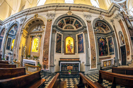 BERGAMO, ITALY - JUNE 30, 2019: Interior of the church Chiesa di San Pancrazio. Attested from in 888, enlarged in 1280, then in the 1452, consecrated on 3 October 1474 by the Bishop Giovanni Donato.のeditorial素材