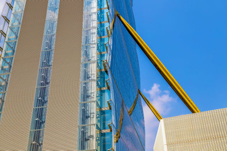 MILAN, ITALY - JUNE 28, 2019: Detail from Allianz Tower by Arata Isozaki and Andrea Maffei in City...