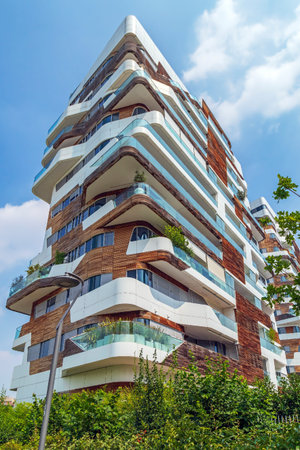 MILAN, ITALY - JUNE 28, 2019: CityLife District complex, an modern and futuristic residential...