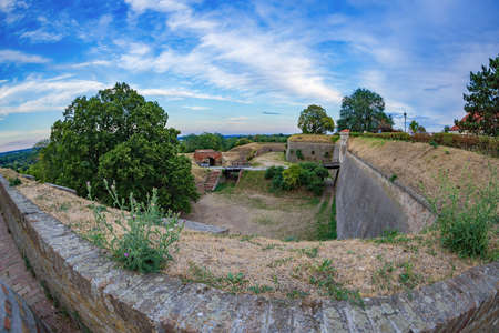 NOVI SAD, SERBIA - JULY 30, 2017: Panoramic view of Petrovaradin fortress in Novi Sad, Serbia.のeditorial素材