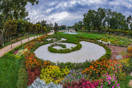Background with Central Park from Timisoara, Romania.の写真素材