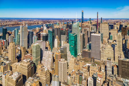 New York, USA - July 9, 2020: View from the Empire state building with midtown and lower Manhattan in afternoon light.のeditorial素材