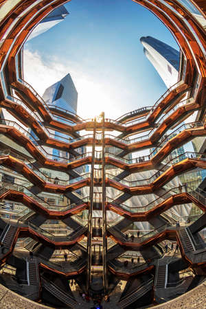New York, USA - March 8, 2020: The Vessel, project by architect Thomas Heatherwick, also known as Hudson Yards Staircase, in Manhattan.のeditorial素材