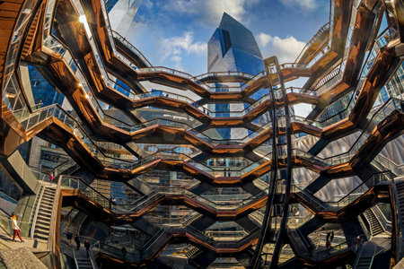 New York, USA - March 8, 2020: The Vessel, project by architect Thomas Heatherwick, also known as...