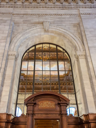 NEW YORK, USA-MARCH 6.2020: View of the interior of Public Library. With 53 million items and 92...