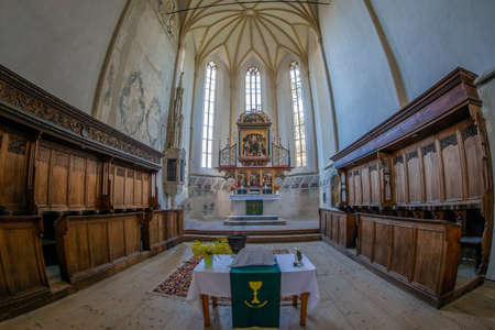 SIGHISOARA, ROMANIA-SEPTEMBER 3.2021: Interior of the Church on the hill, an evangelical church built between 1345-1525. Dedicated to Saint Nicholas, it is located at the top of the so-called School Hill.のeditorial素材