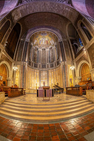NEW YORK, USA-MARCH 7,2020: Interior of St.Bartholomew's Church.Episcopal parish founded in January 1835, located on Park Avenue Midtown Manhattan.Ecclesiastical architecture, National Historic Landmarkのeditorial素材