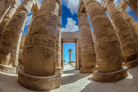 Aspects from the Karnak Temple complex, a mix of ancient egyptian temples and pylons near Luxor,...