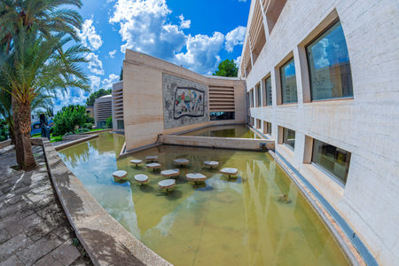 PALMA DE MALLORCA, SPAIN - SEPTEMBER 22, 2023: The inner courtyard and the gardens of the FundaciÃ³ MirÃ³ Mallorca (MirÃ³ Mallorca Foundation), a museum  dedicated to the work of the artist Joan MirÃ³.のeditorial素材