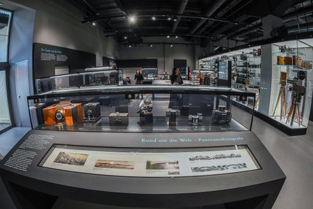 MUNICH, GERMANY - APRIL 29, 2023: Old photo and video cameras on display at the Deutsches Museum, the largest science and technology museum in the world. Founded on June 28, 1903 by Oskar von Miller.のeditorial素材
