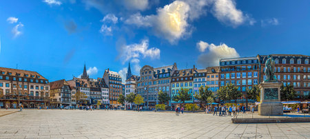 STRASBOURG, FRANCE- MAY 4, 2023: Place KlÃ©ber, the central square of the city, named after French general Jean-Baptiste KlÃ©ber, born in Strasbourg in 1753. Place for MarchÃ© de NoÃ«l (Christmas market).のeditorial素材