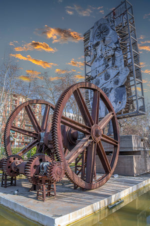 BARCELONA, CATALONIA, SPAIN - FEBRUARY 27, 2022: Commemorative sculpture, Monument of Tribute, one Homenatge a l'ExposiciÃ³ Universal de 1888, located in Park de la Ciutadela.のeditorial素材
