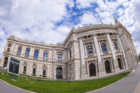 VIENNA, AUSTRIA - APRIL 26, 2023: The Burgtheater (Imperial Court Theatre), Austrian federal theatre, the second oldest European theatre and the largest German-language spoken theatre. Created in 1741のeditorial素材