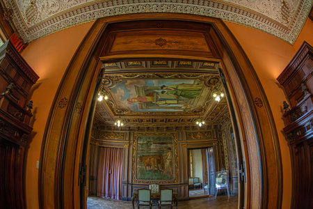 PORTO, PORTUGAL - APRIL 10, 2024: Interior of the Stock Exchange Palace (Palacio da Bolsa). Was built in 1834 by the city's Commercial Association in Neoclassical style. UNESCO World Heritage Site.のeditorial素材