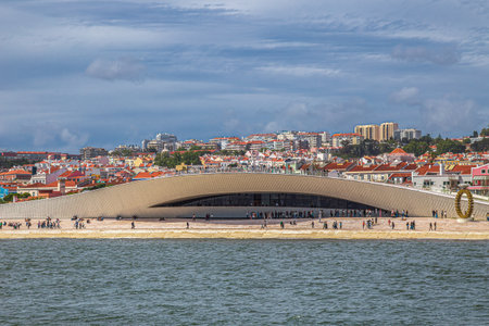 LISBON, PORTUGAL - APRIL 7, 2024: Museum of Art, Architecture, and Technology (MAAT) on the banks of the Tagus, in BelÃ©m, the district from where the Portuguese great explorers set off.のeditorial素材