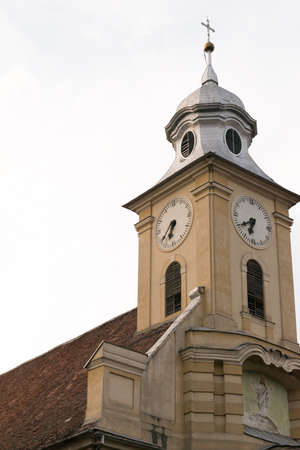 Church Tower showing Clock and Jesusの写真素材