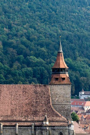 Black Church Tower in Brasov, Transylvania, Romaniaの写真素材