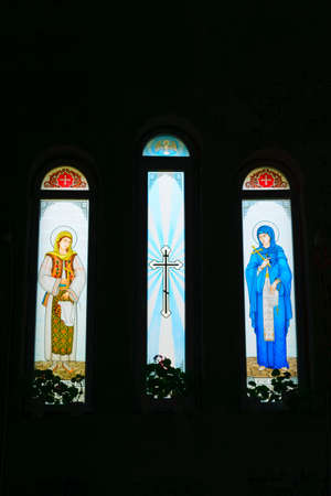 colorful christian church saints stained glass windowsのeditorial素材