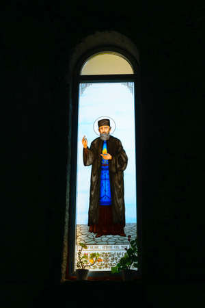 colorful christian church saints stained glass windowsのeditorial素材