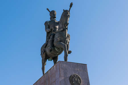 Ploiesti, Romania - February 17, 2019: Mihai Viteazul statue monument situated in Ploiesti, Prahova, Romaniaのeditorial素材